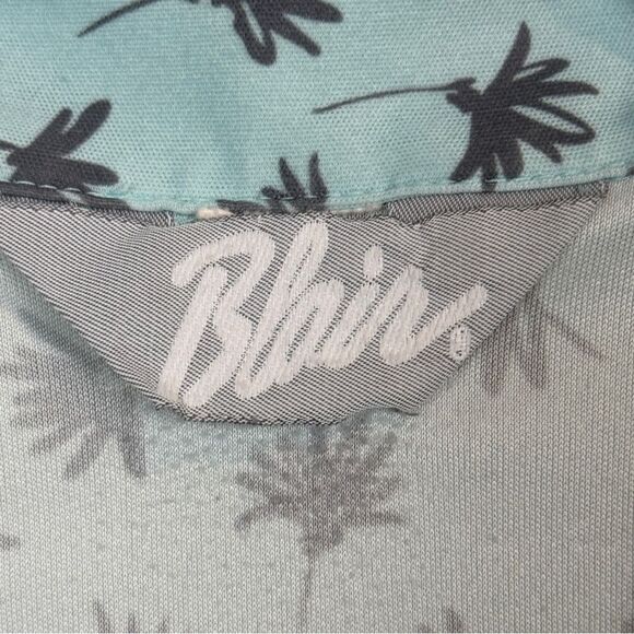 Vintage Blair Polyester 70s Light Blue Floral Short Sleeve Shirt M - Picture 3 of 6